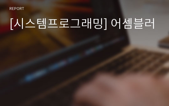 [시스템프로그래밍] 어셈블러