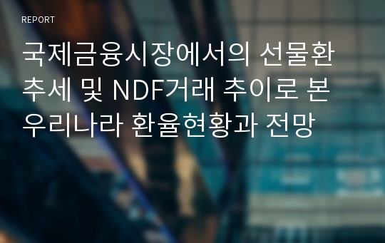 국제금융시장에서의 선물환 추세 및 NDF거래 추이로 본 우리나라 환율현황과 전망