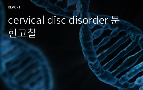 cervical disc disorder 문헌고찰