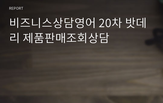 비즈니스상담영어 20차 밧데리 제품판매조회상담