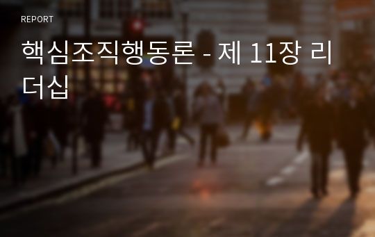 핵심조직행동론 - 제 11장 리더십