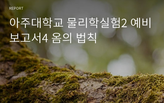 아주대학교 물리학실험2 예비보고서4 옴의 법칙