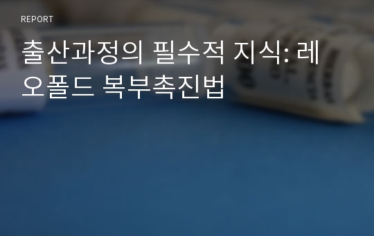 여성간호학 : 출산과정의 필수적 지식, 레오폴드 복부촉진법