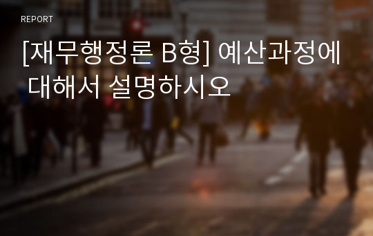 [재무행정론 B형] 예산과정에 대해서 설명하시오