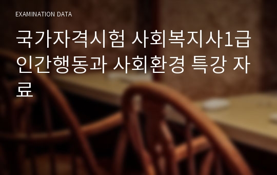 국가자격시험 사회복지사1급 인간행동과 사회환경 특강 자료