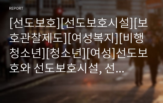 [선도보호][선도보호시설][보호관찰제도][여성복지][비행청소년][청소년][여성]선도보호와 선도보호시설, 선도보호와 보호관찰제도, 선도보호와 여성복지, 선도보호와 비행청소년 분석