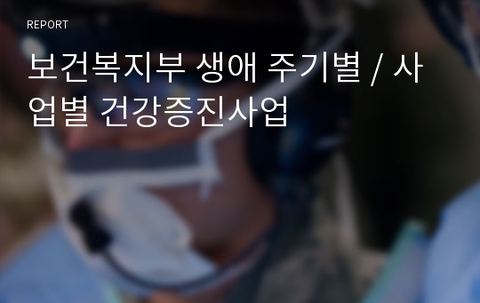 보건복지부 생애 주기별 / 사업별 건강증진사업