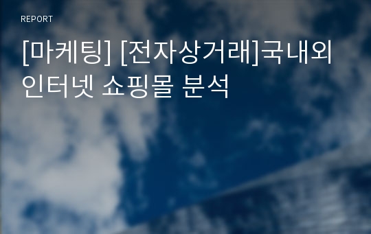 [마케팅] [전자상거래]국내외인터넷 쇼핑몰 분석