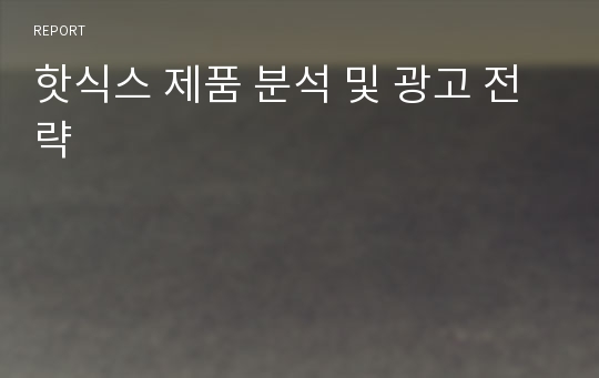 핫식스 제품 분석 및 광고 전략