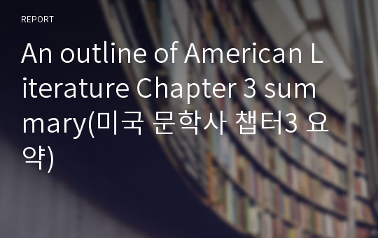 An outline of American Literature Chapter 3 summary(미국 문학사 챕터3 요약)