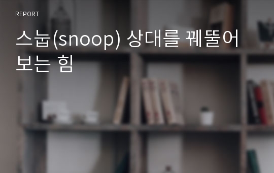 스눕(snoop) 상대를 꿰뚤어 보는 힘