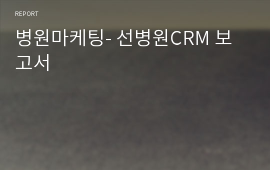 병원마케팅- 선병원CRM 보고서