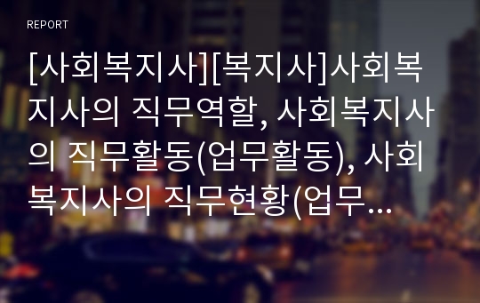 [사회복지사][복지사]사회복지사의 직무역할, 사회복지사의 직무활동(업무활동), 사회복지사의 직무현황(업무현황), 사회복지사의 직무만족(직무만족도)사례, 사회복지사 관련 제언 분석