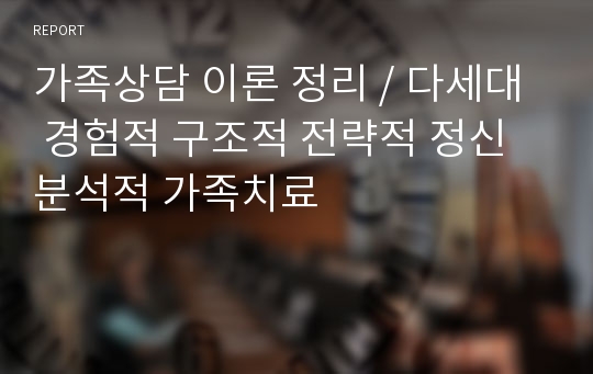 가족상담 이론 정리 / 다세대  경험적 구조적 전략적 정신분석적 가족치료