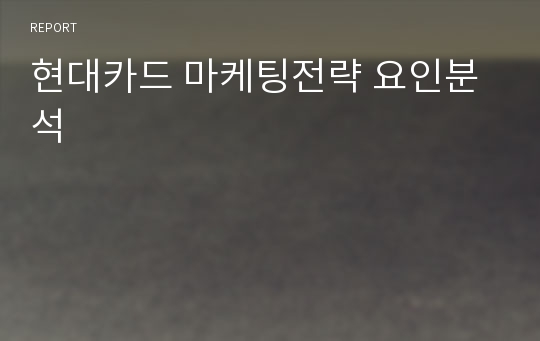 현대카드 마케팅전략 요인분석