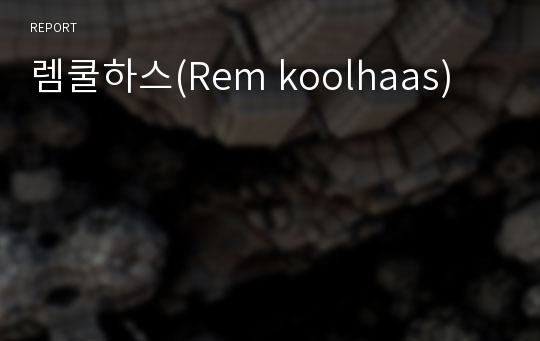 렘쿨하스(Rem koolhaas)