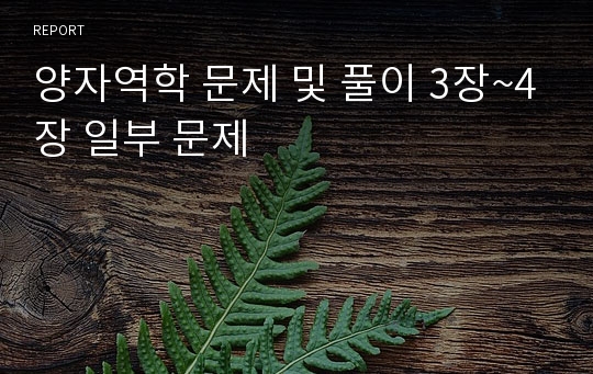 양자역학 문제 및 풀이 3장~4장 일부 문제