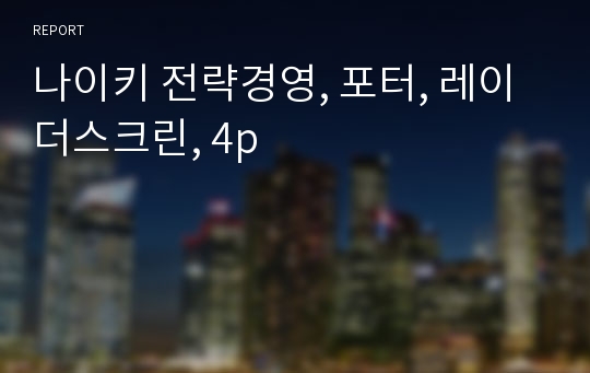 나이키 전략경영, 포터, 레이더스크린, 4p