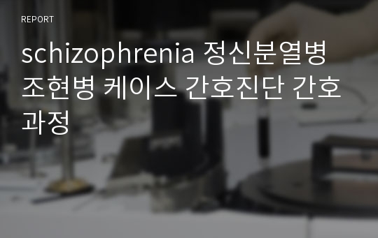 schizophrenia 정신분열병 조현병 케이스 간호진단 간호과정