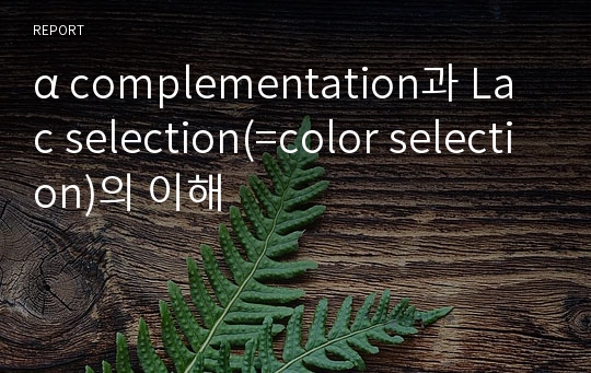 α complementation과 Lac selection(=color selection)의 이해