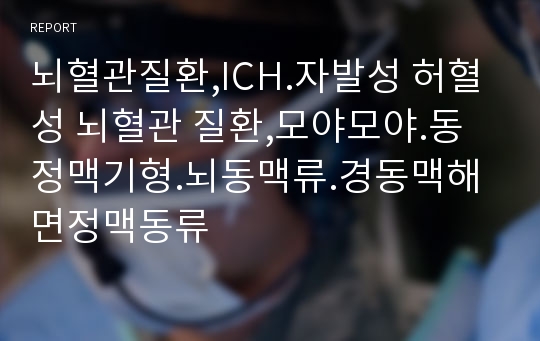 뇌혈관질환,ICH.자발성 허혈성 뇌혈관 질환,모야모야.동정맥기형.뇌동맥류.경동맥해면정맥동류