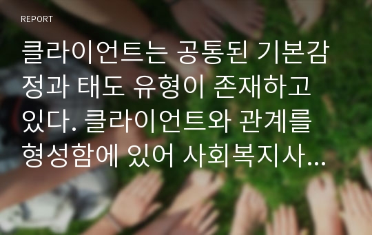 클라이언트는 공통된 기본감정과 태도 유형이 존재하고 있다. 클라이언트와 관계를 형성함에 있어 사회복지사가 갖추어야 할 전문적 관계의 7대원칙을 서술하시오.