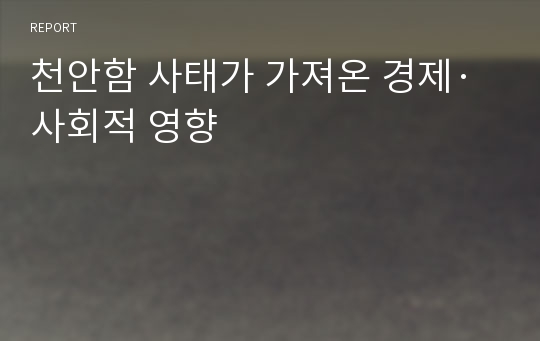 천안함 사태가 가져온 경제·사회적 영향