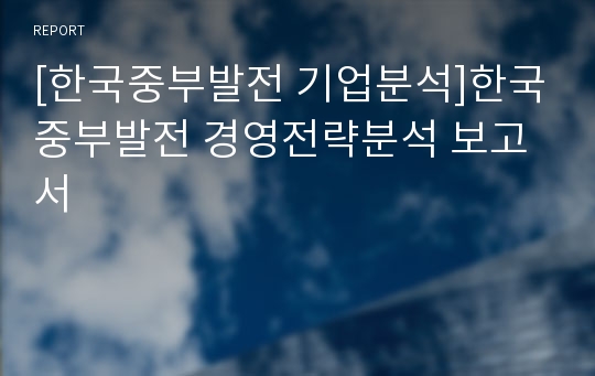 [한국중부발전 기업분석]한국중부발전 경영전략분석 보고서