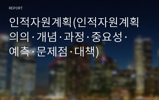 인적자원계획(인적자원계획 의의·개념·과정·중요성·예측·문제점·대책)