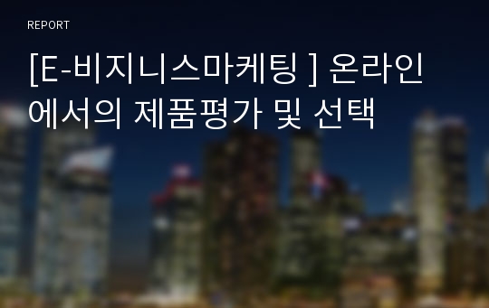 [E-비지니스마케팅 ] 온라인에서의 제품평가 및 선택