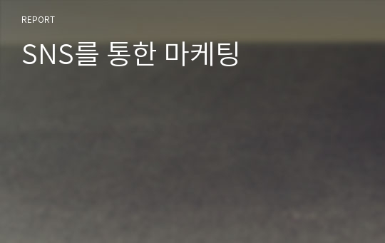 SNS를 통한 마케팅