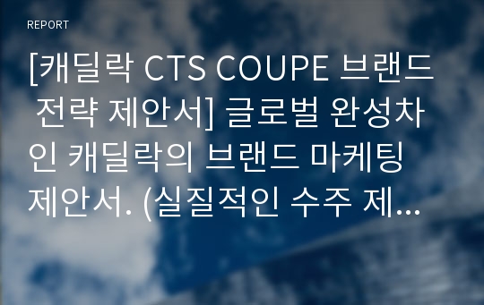 [캐딜락 CTS COUPE 브랜드 전략 제안서] 글로벌 완성차인 캐딜락의 브랜드 마케팅 제안서. (실질적인 수주 제안서)