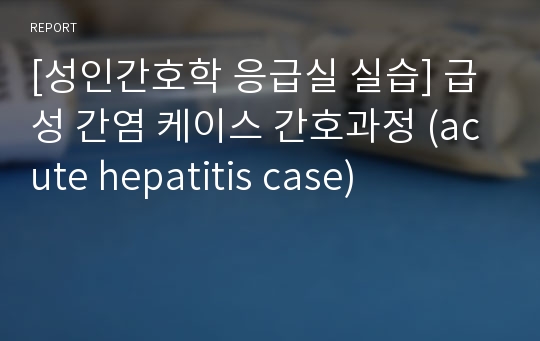 [성인간호학 응급실 실습] 급성 간염 케이스 간호과정 (acute hepatitis case)