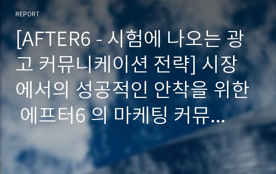 [AFTER6 - 시험에 나오는 광고 커뮤니케이션 전략] 시장에서의 성공적인 안착을 위한 에프터6 의 마케팅 커뮤니케이션 전략