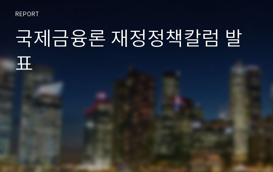 국제금융론 재정정책칼럼 발표