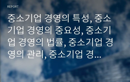 중소기업 경영의 특성, 중소기업 경영의 중요성, 중소기업 경영의 법률, 중소기업 경영의 관리, 중소기업 경영의 현황, 중소기업 경영의 재무제표, 중소기업 경영의 전략 분석