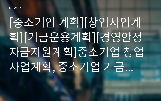 [중소기업 계획][창업사업계획][기금운용계획][경영안정자금지원계획]중소기업 창업사업계획, 중소기업 기금운용계획, 중소기업 경영안정자금지원계획, 중소기업 제조물책임(PL)지원계획