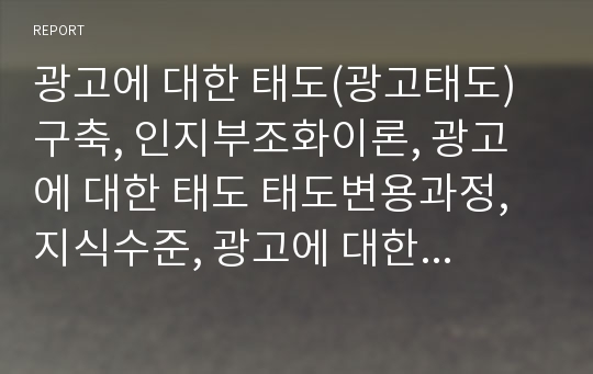 광고에 대한 태도(광고태도) 구축, 인지부조화이론, 광고에 대한 태도 태도변용과정, 지식수준, 광고에 대한 태도와 기업광고,광고에 대한 태도와 광고태도 사례