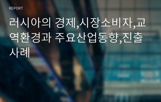 러시아의 경제,시장소비자,교역환경과 주요산업동향,진출사례