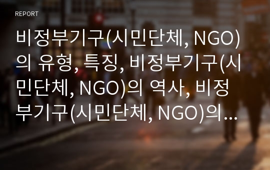 비정부기구(시민단체, NGO)의 유형, 특징, 비정부기구(시민단체, NGO)의 역사, 비정부기구(시민단체, NGO)의 현황, 비정부기구(시민단체, NGO)의 분권화개혁 견제 분석