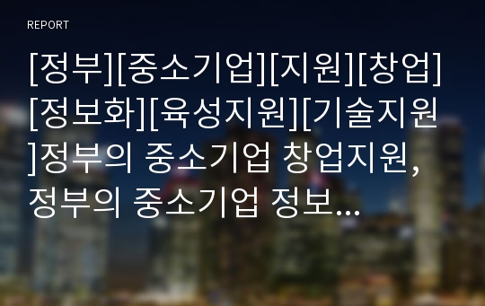 [정부][중소기업][지원][창업][정보화][육성지원][기술지원]정부의 중소기업 창업지원, 정부의 중소기업 정보화지원, 정부의 중소기업 육성지원, 정부의 중소기업 기술지원 분석