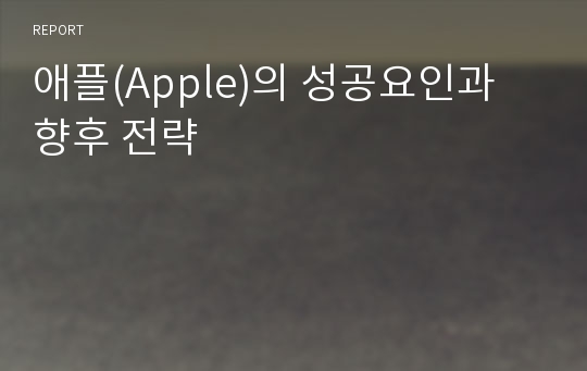 애플(Apple)의 성공요인과 향후 전략