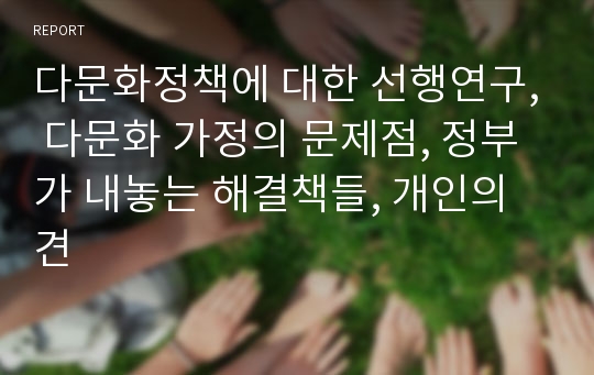 다문화정책에 대한 선행연구, 다문화 가정의 문제점, 정부가 내놓는 해결책들, 개인의견