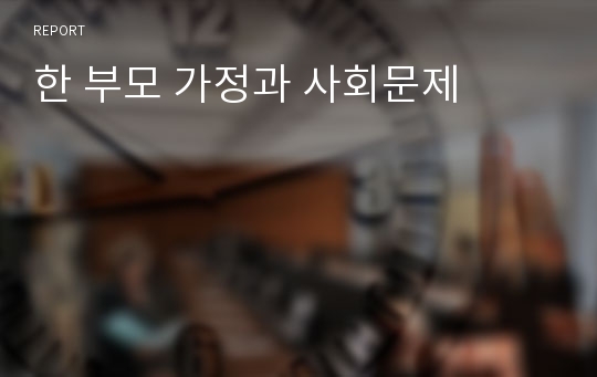 한 부모 가정과 사회문제