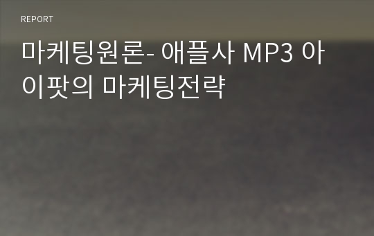 마케팅원론- 애플사 MP3 아이팟의 마케팅전략