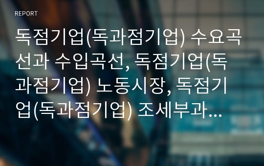 독점기업(독과점기업) 수요곡선과 수입곡선, 독점기업(독과점기업) 노동시장, 독점기업(독과점기업) 조세부과, 독점기업(독과점기업) 이전가격거래, 독점기업 B2B(기업간 전자상거래)