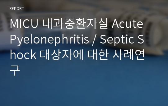 MICU 내과중환자실 Acute Pyelonephritis / Septic Shock 대상자에 대한 사례연구