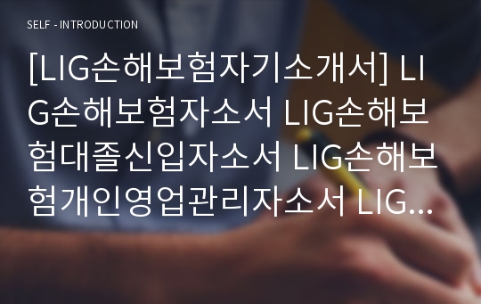 [LIG손해보험자기소개서] LIG손해보험자소서 LIG손해보험대졸신입자소서 LIG손해보험개인영업관리자소서 LIG손해보험지원동기자소서 LIG손해보험자기소개서지원동기 LIG손해보험자소서