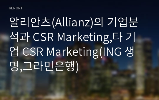 알리안츠(Allianz)의 기업분석과 CSR Marketing,타 기업 CSR Marketing(ING 생명,그라민은행)