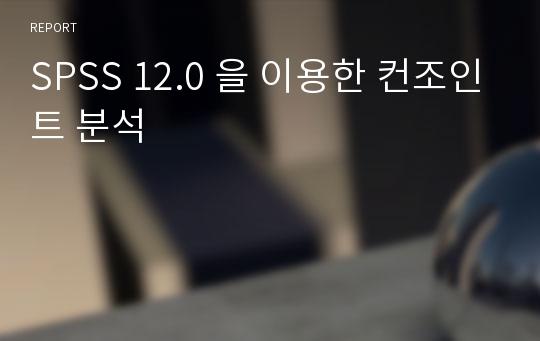 SPSS 12.0 을 이용한 컨조인트 분석